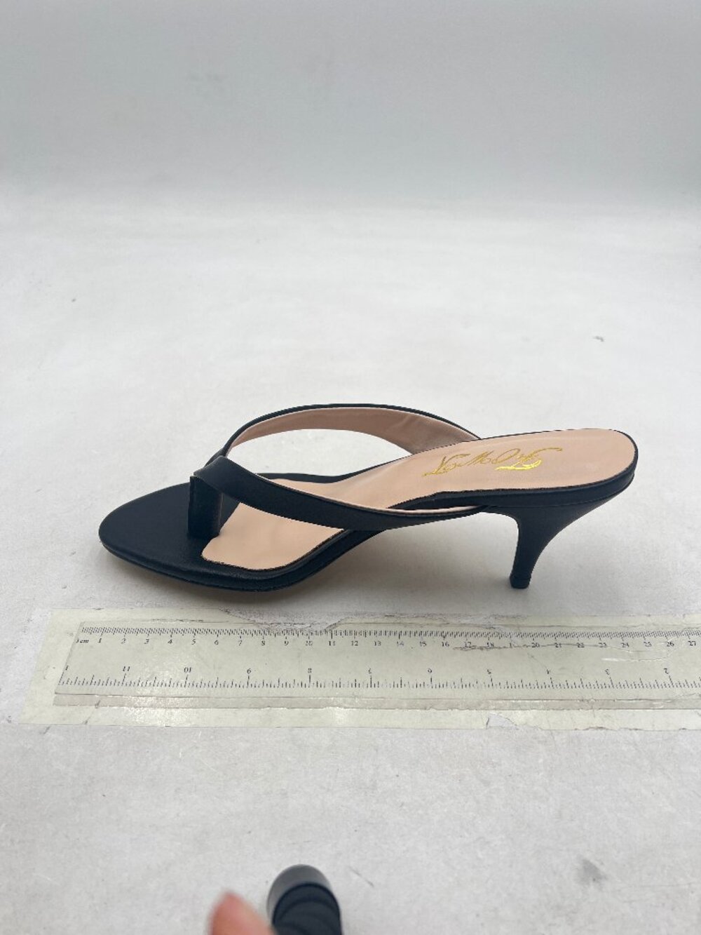 FOWT Black Open Toe Thong Sandals Mid Heel Flip Flop Slip On Comfortable Shoes